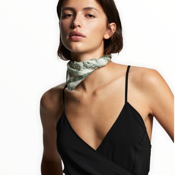 ZARA | Black | DRAPED BODYSUIT WITH STRAPS - Picture 6 of 12
